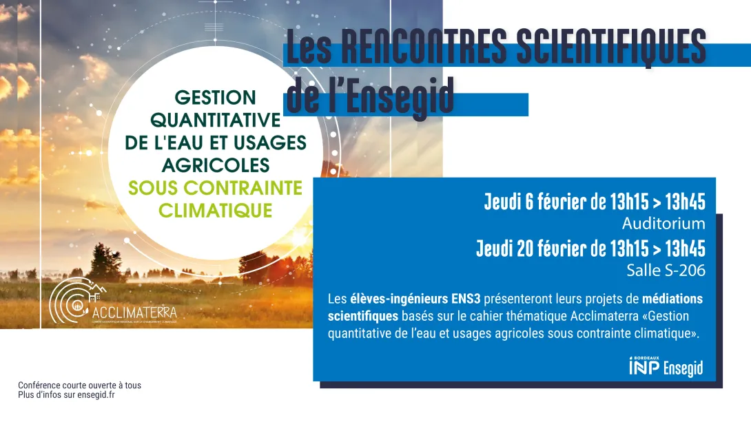 Rencontres Scientifiques de l'ENSEGID : AcclimaCampus les médiations scientifiques des élèves ingénieurs de 3ème année